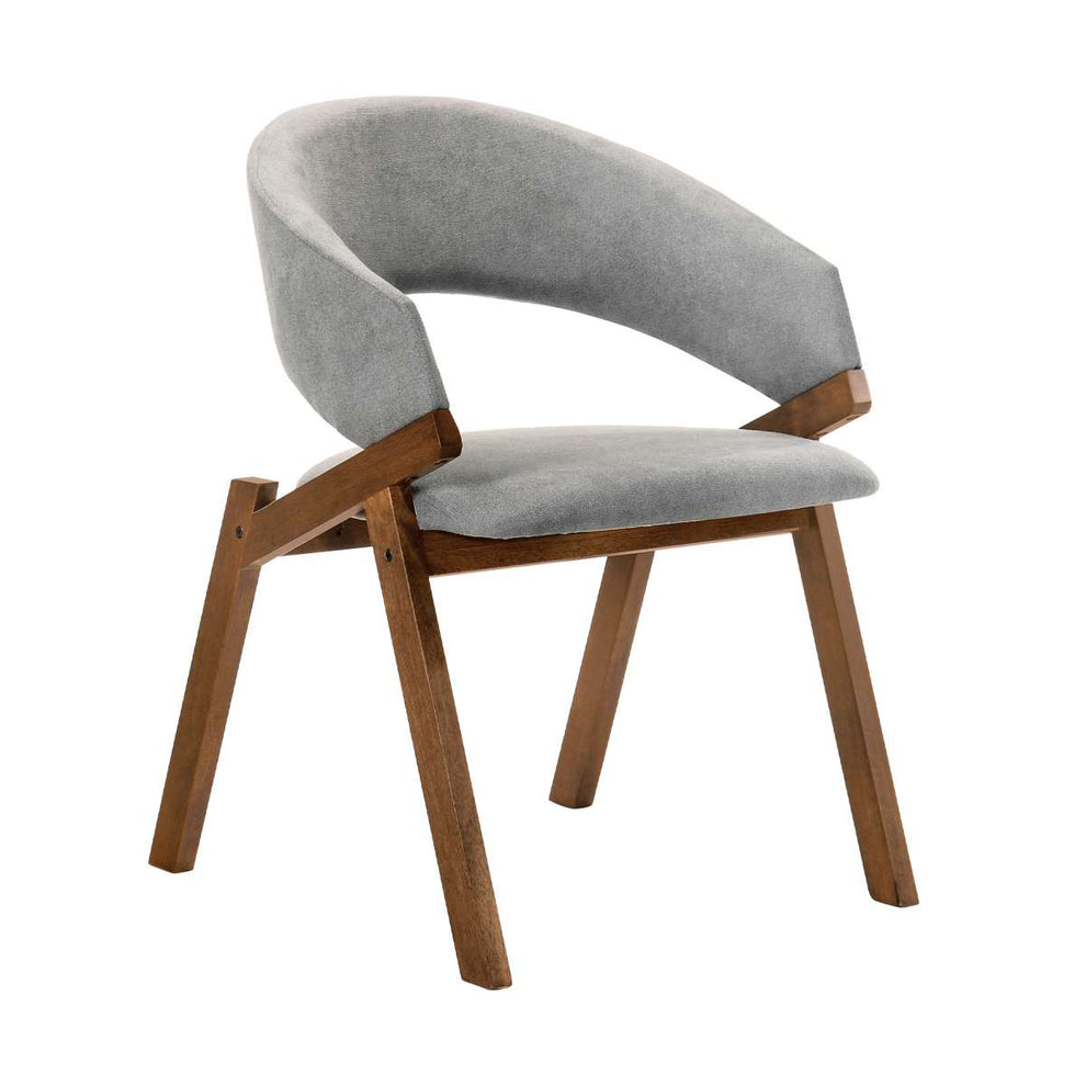 Talulah Gray Fabric and Walnut Veneer Dining Side Chairs - Set of 2 By Armen Living | Side Chairs |  Modishstore  - 3