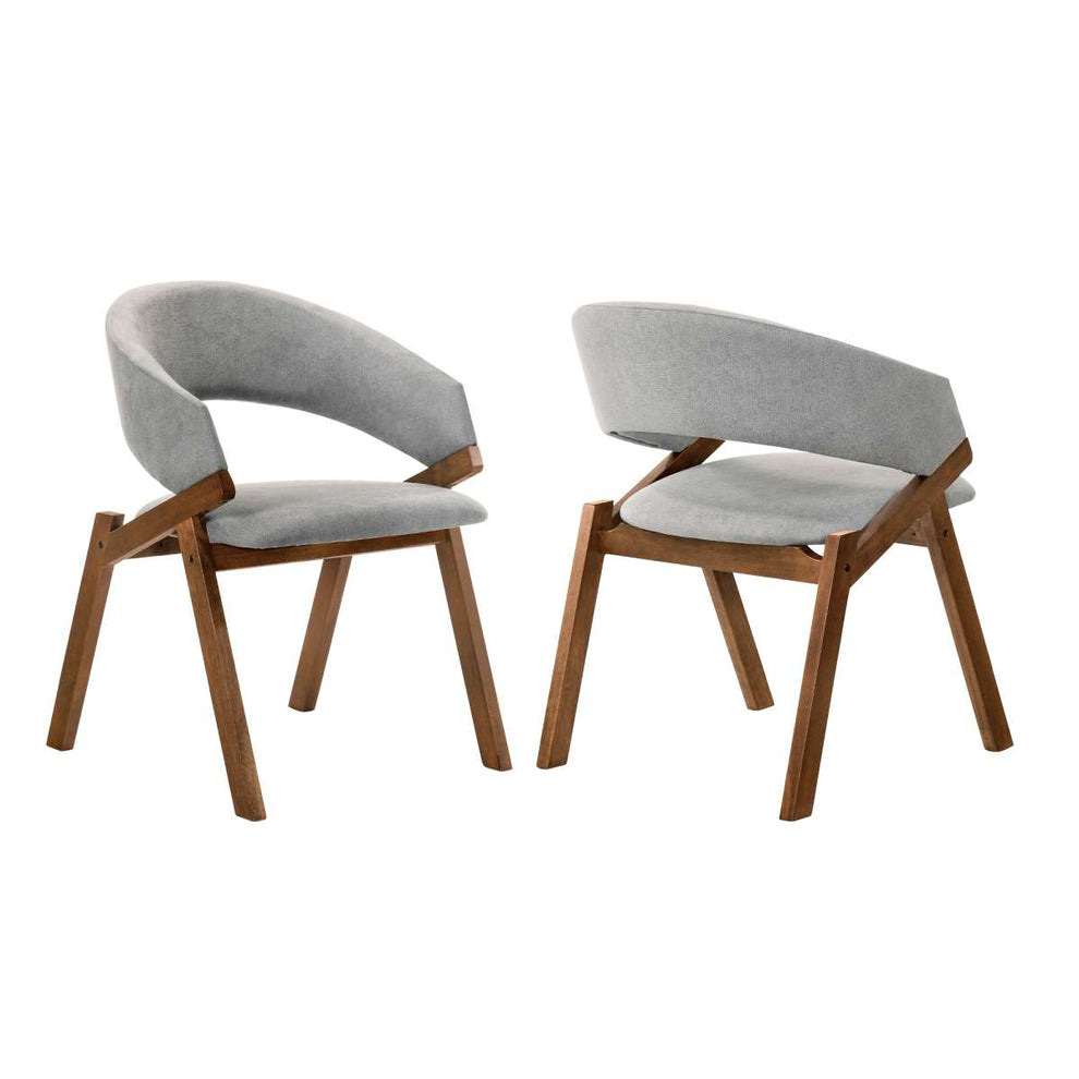 Talulah Gray Fabric and Walnut Veneer Dining Side Chairs - Set of 2 By Armen Living | Side Chairs |  Modishstore  - 2