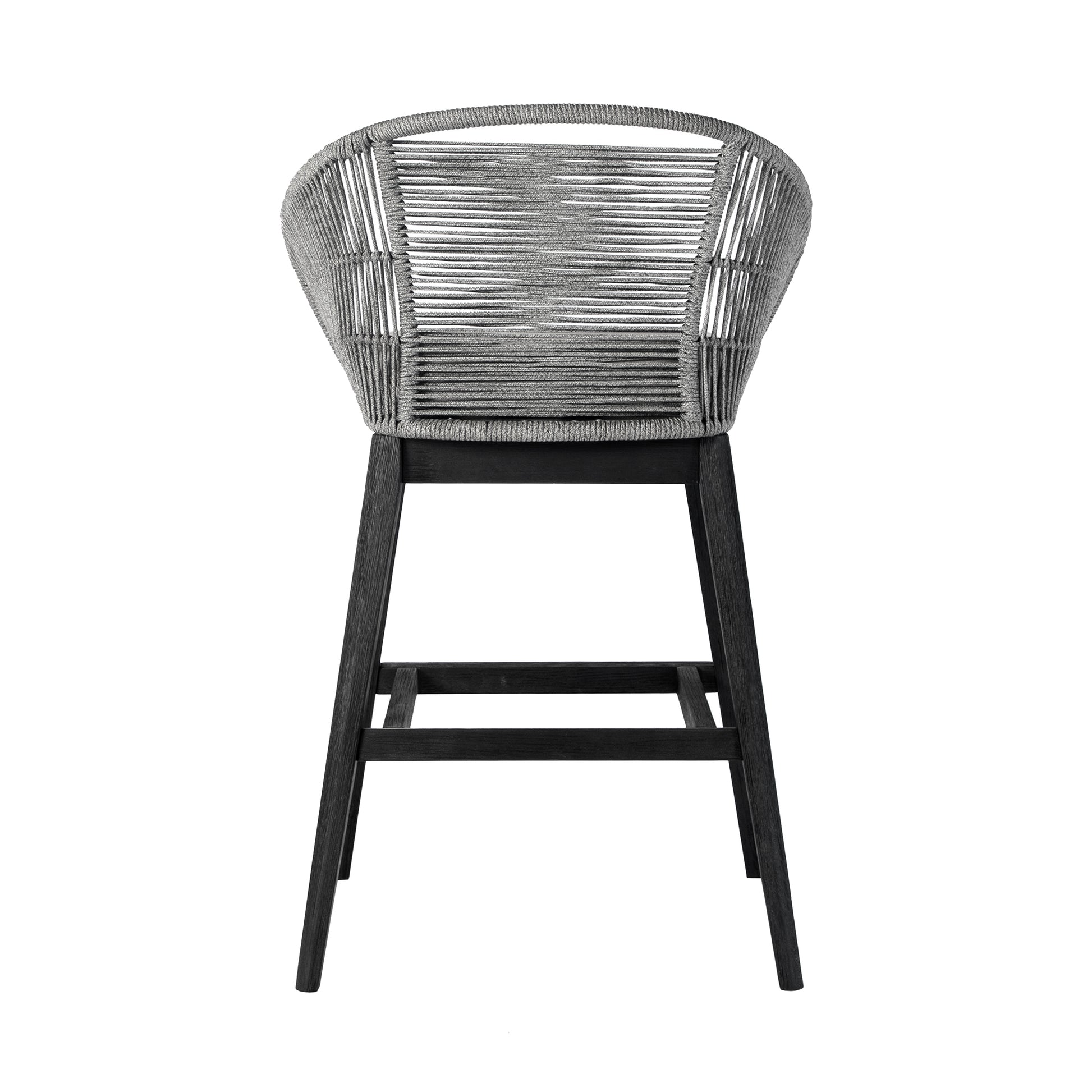 Tutti Frutti Indoor Outdoor Bar Height Bar Stool in Black Brushed Wood with Grey Rope By Armen Living | Bar Stools | Modishstore - 5
