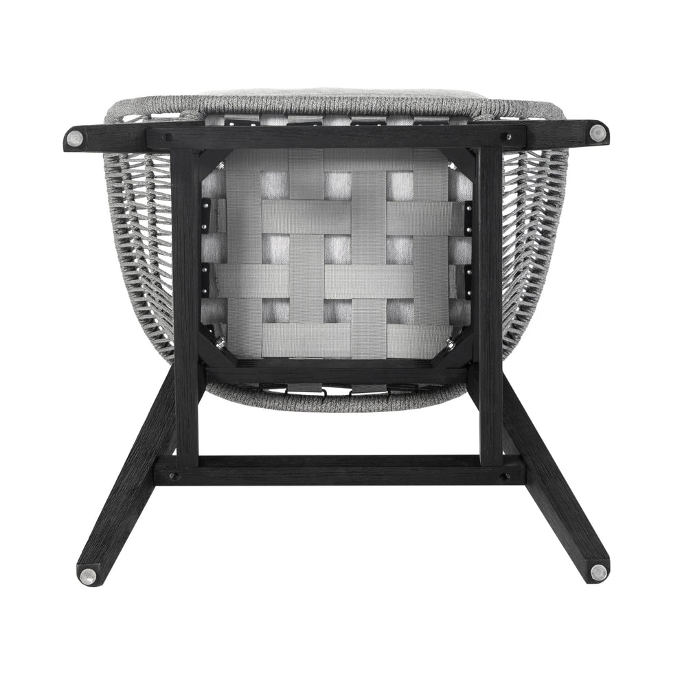 Tutti Frutti Indoor Outdoor Bar Height Bar Stool in Black Brushed Wood with Grey Rope By Armen Living | Bar Stools | Modishstore - 7
