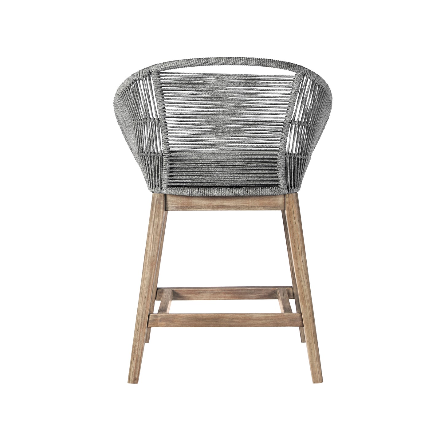 Tutti Frutti Indoor Outdoor Counter Height Bar Stool in Aged Teak Wood with Grey Rope By Armen Living | Bar Stools | Modishstore - 5