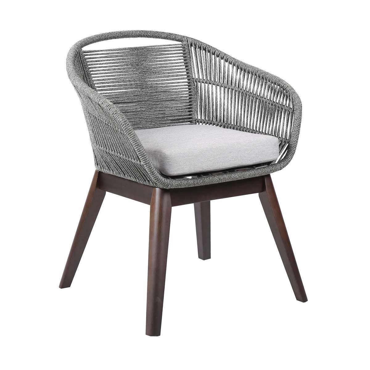 Tutti Frutti Indoor Outdoor Dining Chair in Dark Eucalyptus Wood with Latte Rope and Grey Cushions By Armen Living | Outdoor Chairs |  Modishstore  - 2