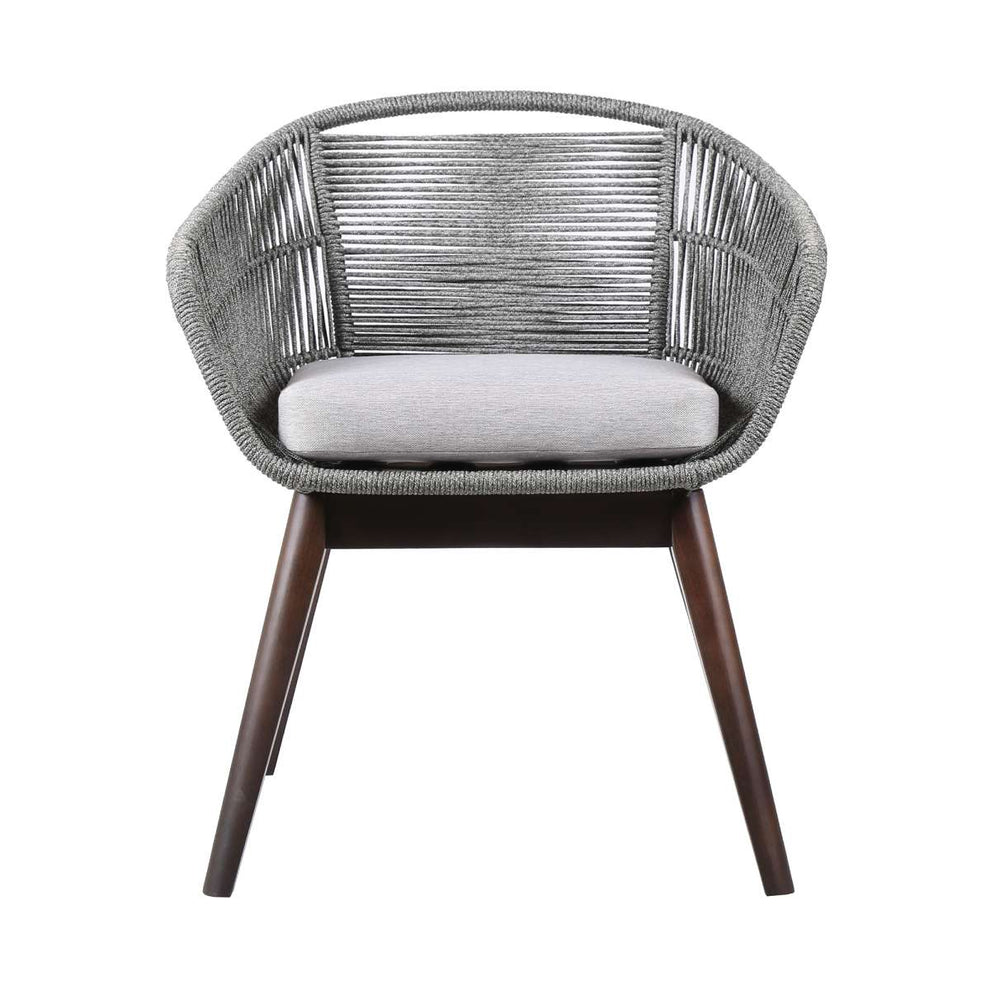 Tutti Frutti Indoor Outdoor Dining Chair in Dark Eucalyptus Wood with Latte Rope and Grey Cushions By Armen Living | Outdoor Chairs |  Modishstore  - 3