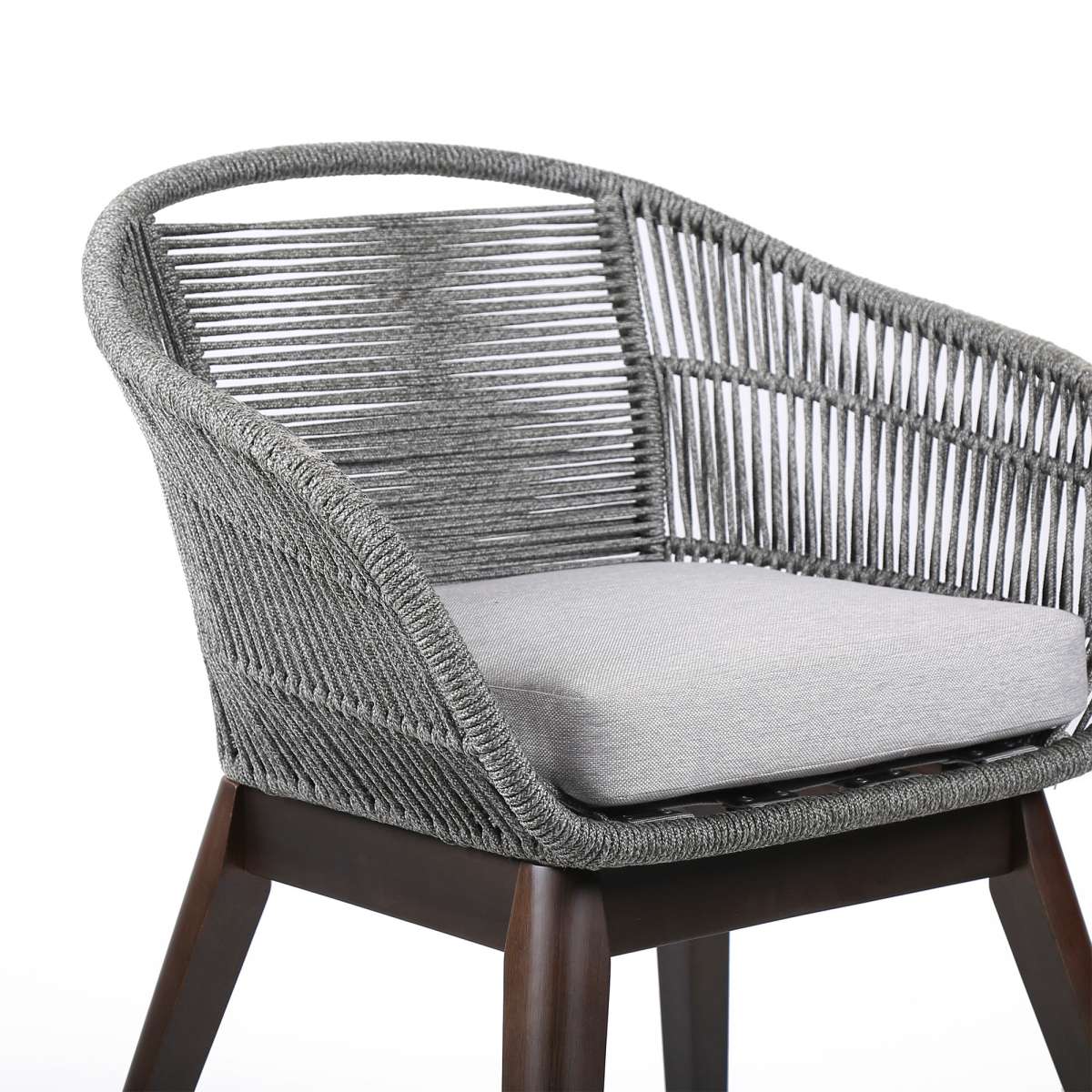 Tutti Frutti Indoor Outdoor Dining Chair in Dark Eucalyptus Wood with Latte Rope and Grey Cushions By Armen Living | Outdoor Chairs |  Modishstore  - 5