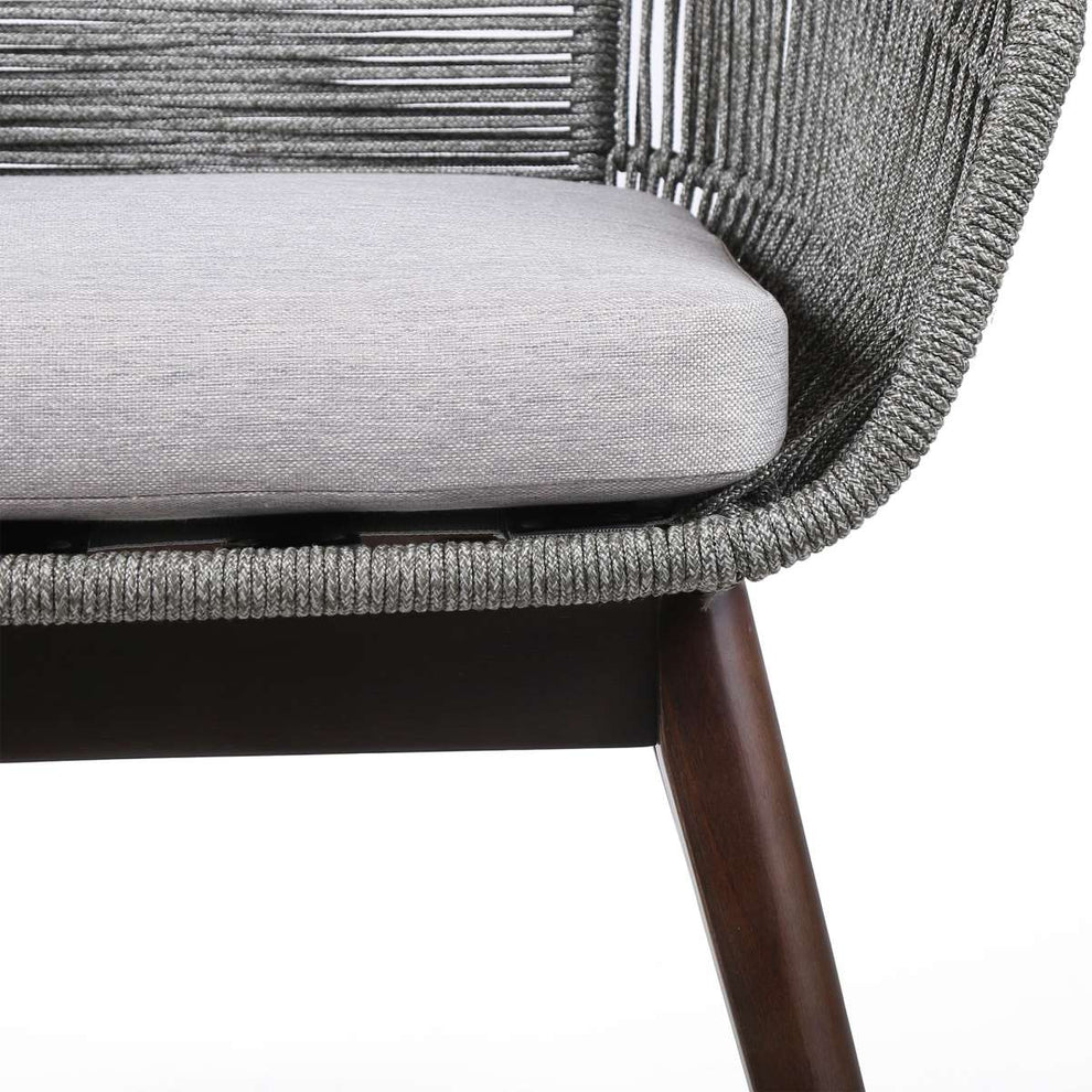 Tutti Frutti Indoor Outdoor Dining Chair in Dark Eucalyptus Wood with Latte Rope and Grey Cushions By Armen Living | Outdoor Chairs |  Modishstore  - 6