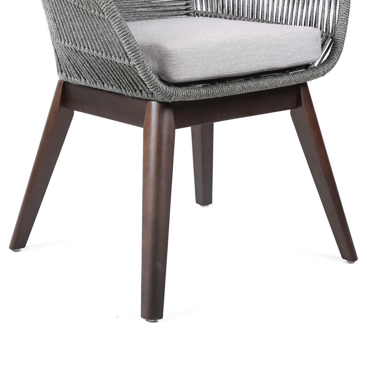 Tutti Frutti Indoor Outdoor Dining Chair in Dark Eucalyptus Wood with Latte Rope and Grey Cushions By Armen Living | Outdoor Chairs |  Modishstore  - 7