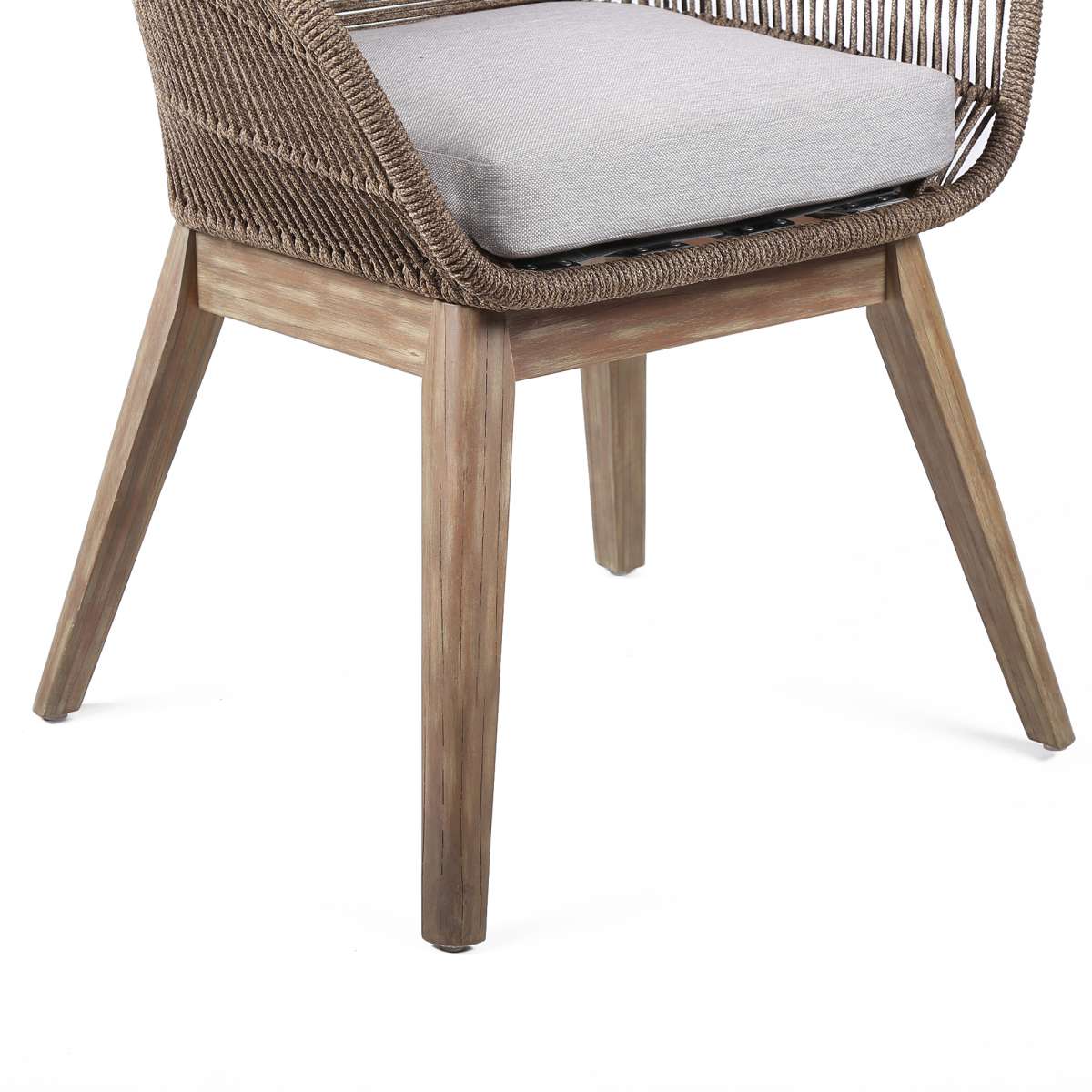 Tutti Frutti Indoor Outdoor Dining Chair in Dark Eucalyptus Wood with Latte Rope and Grey Cushions By Armen Living | Outdoor Chairs |  Modishstore  - 13