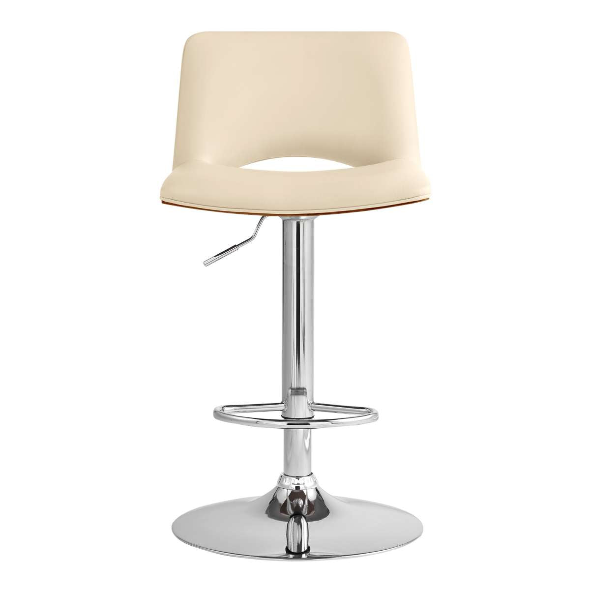 Thierry Adjustable Swivel Cream Faux Leather Bar Stool By Armen Living | Bar Stools |  Modishstore  - 2
