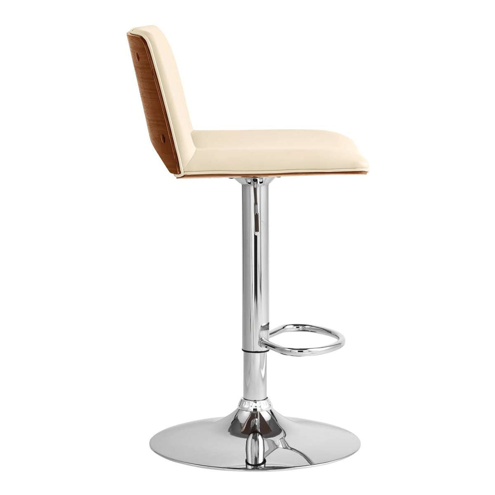 Thierry Adjustable Swivel Cream Faux Leather Bar Stool By Armen Living | Bar Stools |  Modishstore  - 3