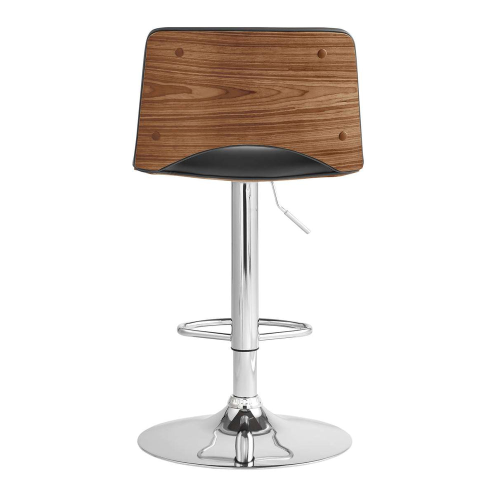 Thierry Adjustable Swivel Gray Faux Leather with Walnut Back and Chrome Bar Stool By Armen Living | Bar Stools |  Modishstore  - 4