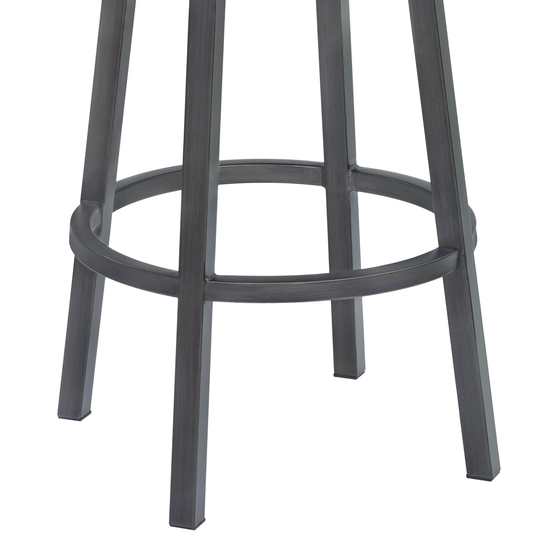 Tilden 30" Bar Height Metal Swivel Backless Barstool in Ford Black Faux Leather and Mineral Finish By Armen Living | Bar Stools | Modishstore - 4