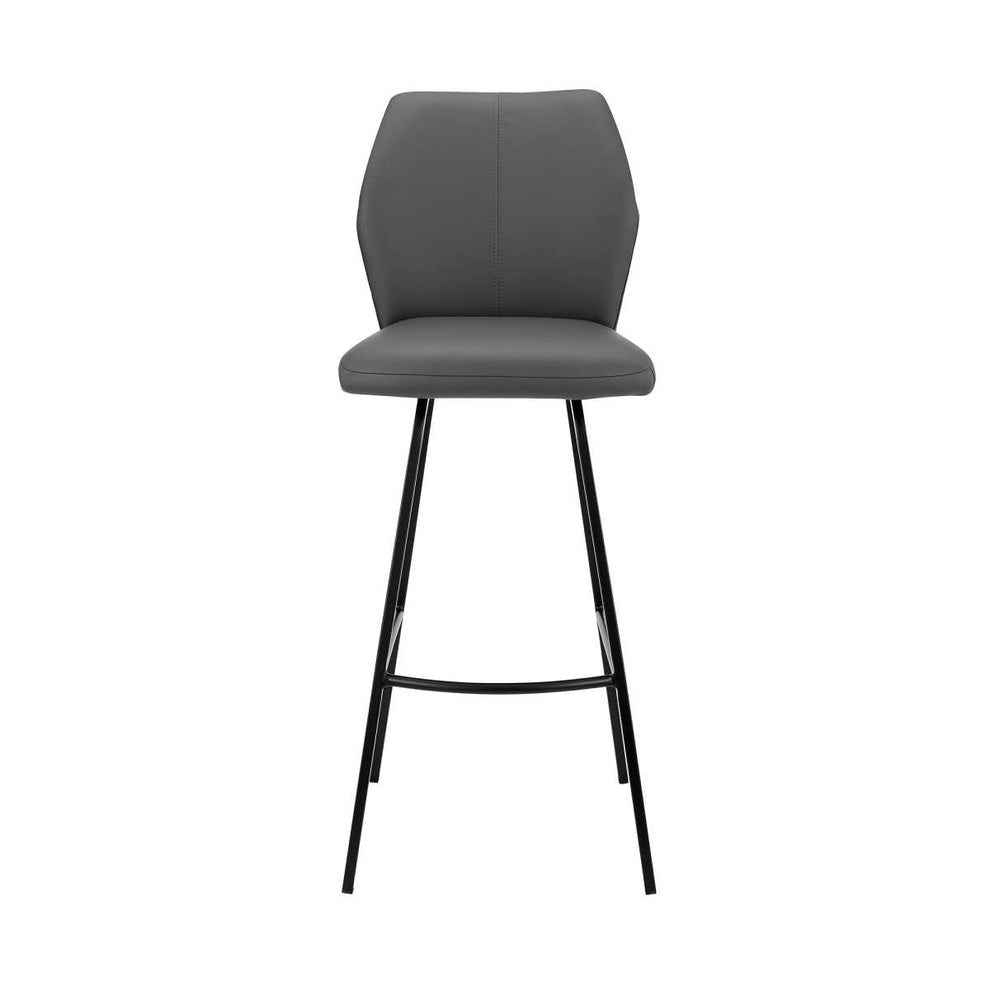 Tandy Gray Faux Leather and Black Metal 26" Counter Stool By Armen Living | Bar Stools |  Modishstore  - 2