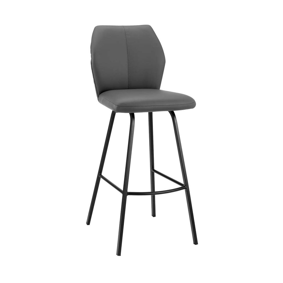 Tandy Gray Faux Leather and Black Metal 26" Counter Stool By Armen Living | Bar Stools |  Modishstore  - 8