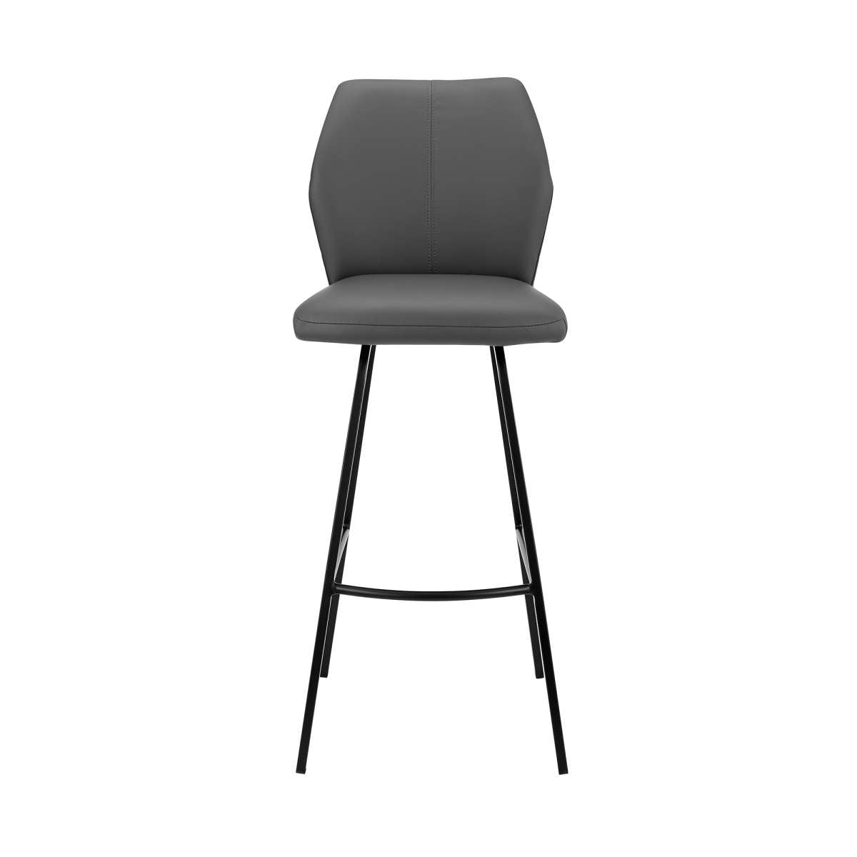 Tandy Gray Faux Leather and Black Metal 30" Bar Stool By Armen Living | Bar Stools |  Modishstore  - 5