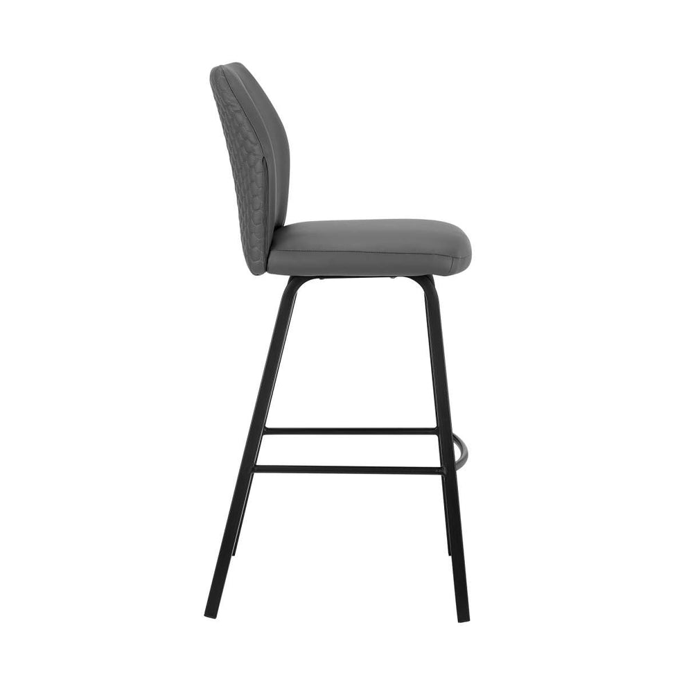 Tandy Gray Faux Leather and Black Metal 30" Bar Stool By Armen Living | Bar Stools |  Modishstore  - 6