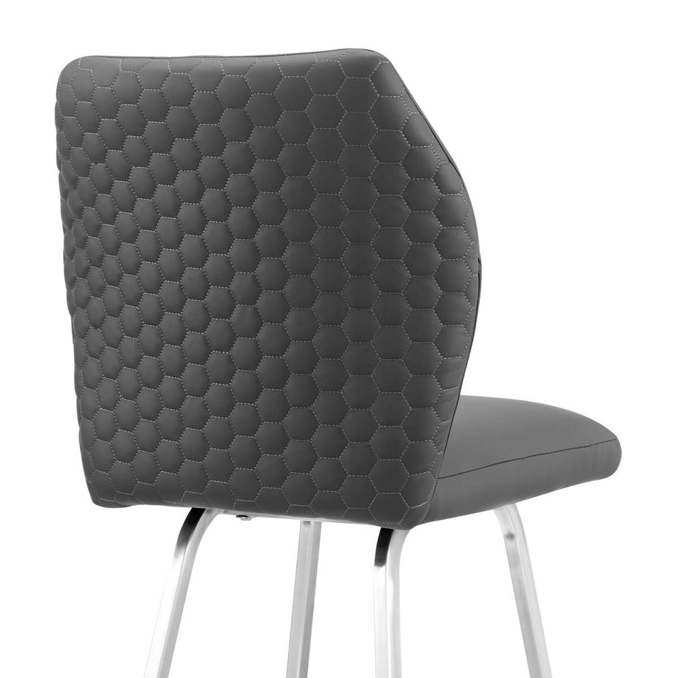Tandy Gray Faux Leather and Brushed Stainless Steel 30" Bar Stool By Armen Living | Bar Stools |  Modishstore  - 9