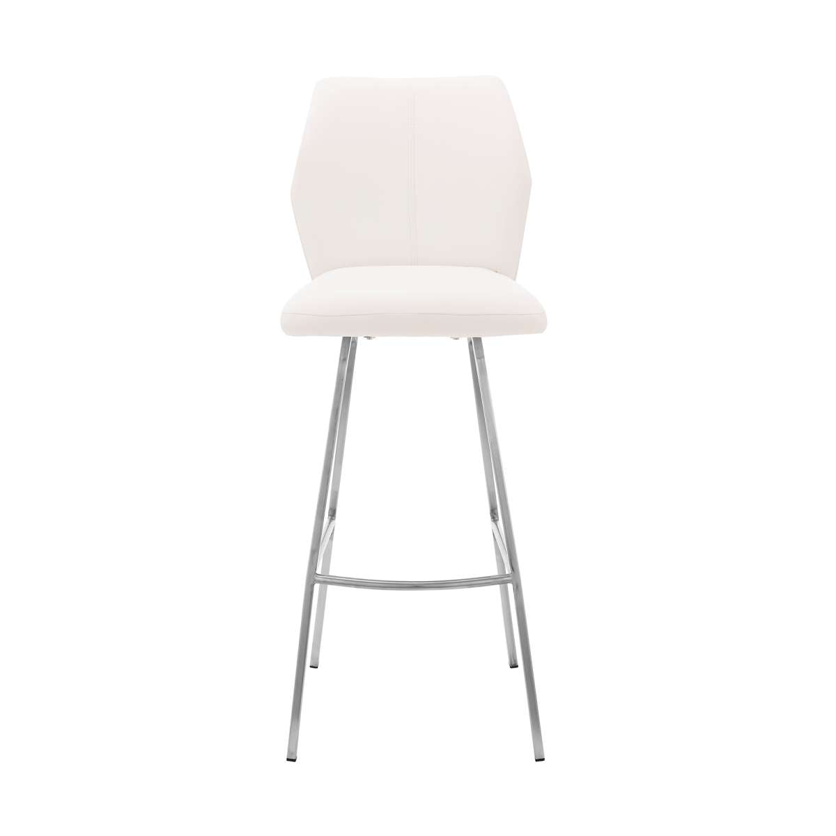 Tandy White Faux Leather and Brushed Stainless Steel 26" Counter Stool By Armen Living | Bar Stools |  Modishstore  - 4