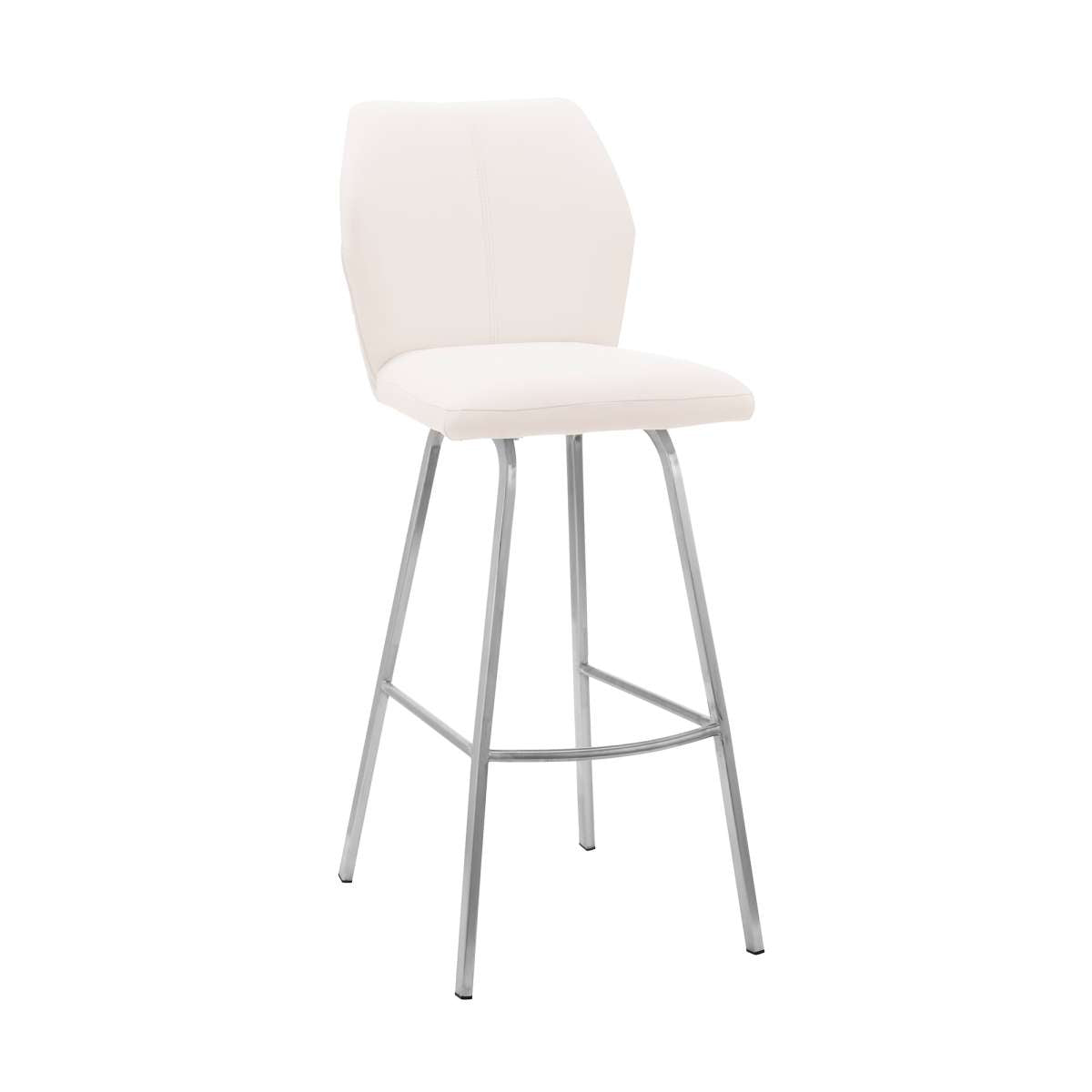 Tandy White Faux Leather and Brushed Stainless Steel 26" Counter Stool By Armen Living | Bar Stools |  Modishstore  - 3