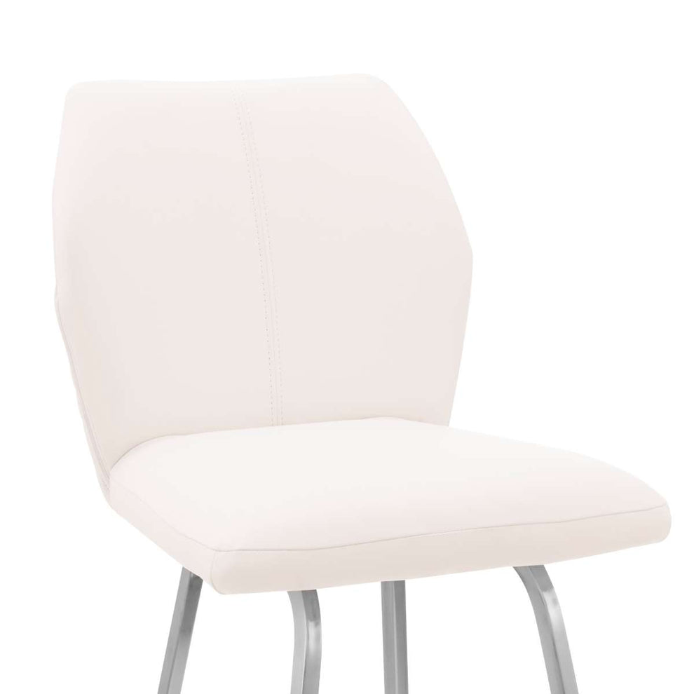 Tandy White Faux Leather and Brushed Stainless Steel 30" Bar Stool By Armen Living | Bar Stools |  Modishstore  - 2