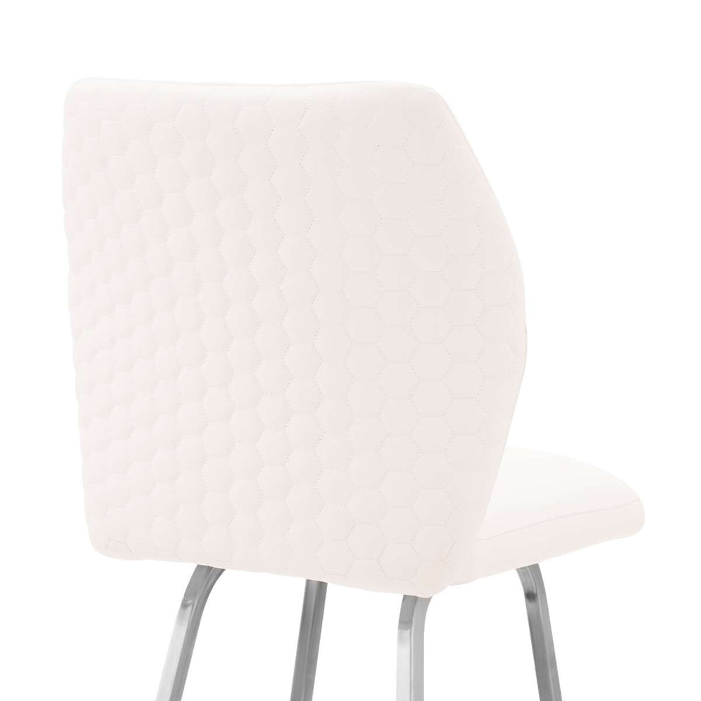 Tandy White Faux Leather and Brushed Stainless Steel 30" Bar Stool By Armen Living | Bar Stools |  Modishstore  - 3