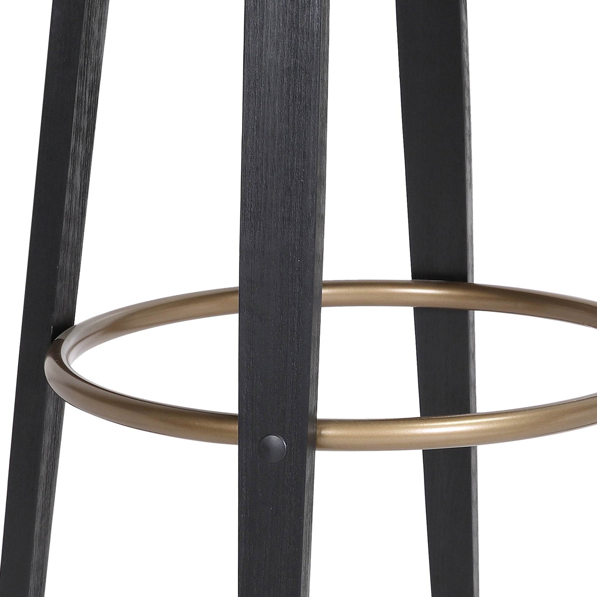 Topanga 26" Swivel Walnut Wood Counter Stool in Cream Faux Leather with Golden Bronze Metal By Armen Living | Bar Stools | Modishstore - 16