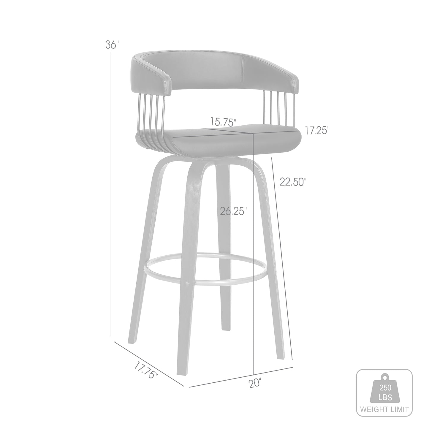 Topanga 26" Swivel Walnut Wood Counter Stool in Cream Faux Leather with Golden Bronze Metal By Armen Living | Bar Stools | Modishstore - 15