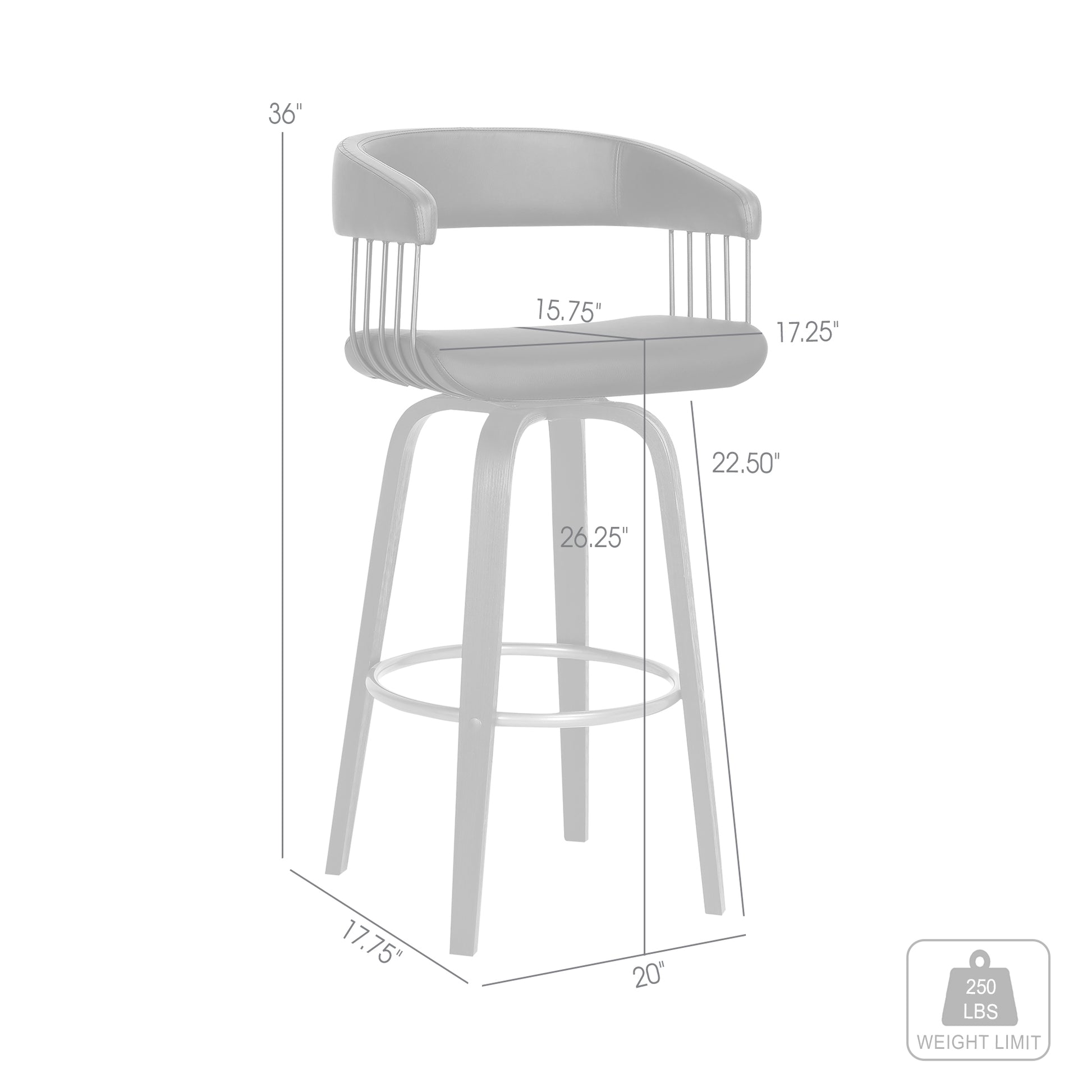 Topanga 26" Swivel Walnut Wood Counter Stool in Cream Faux Leather with Golden Bronze Metal By Armen Living | Bar Stools | Modishstore - 15