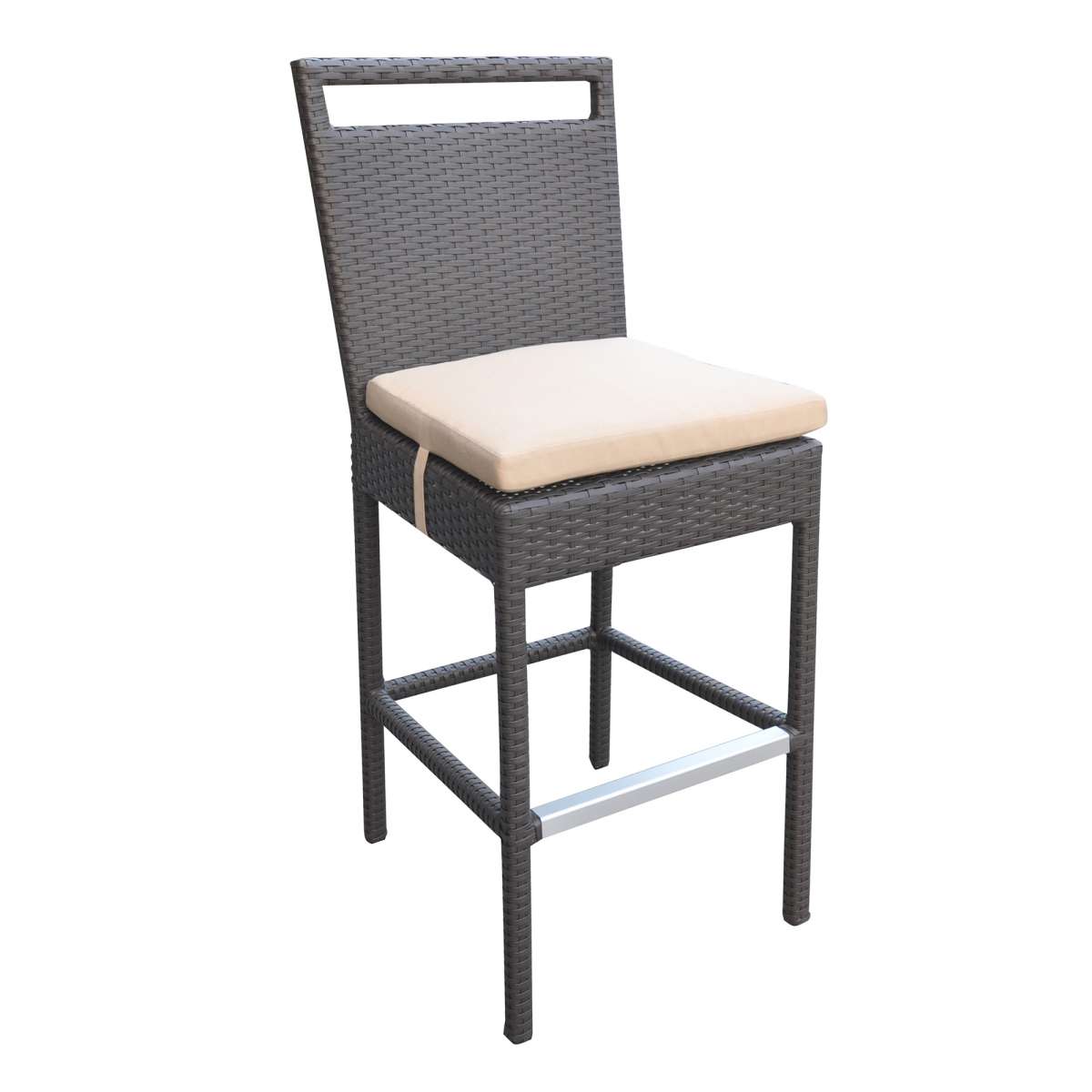 Tropez Outdoor Patio Wicker Barstool with Water Resistant Beige Fabric Cushions By Armen Living | Bar Stools |  Modishstore  - 5