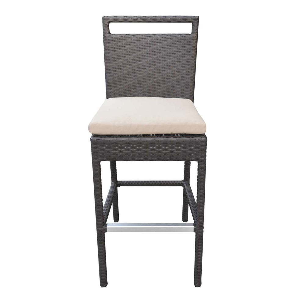 Tropez Outdoor Patio Wicker Barstool with Water Resistant Beige Fabric Cushions By Armen Living | Bar Stools |  Modishstore  - 6