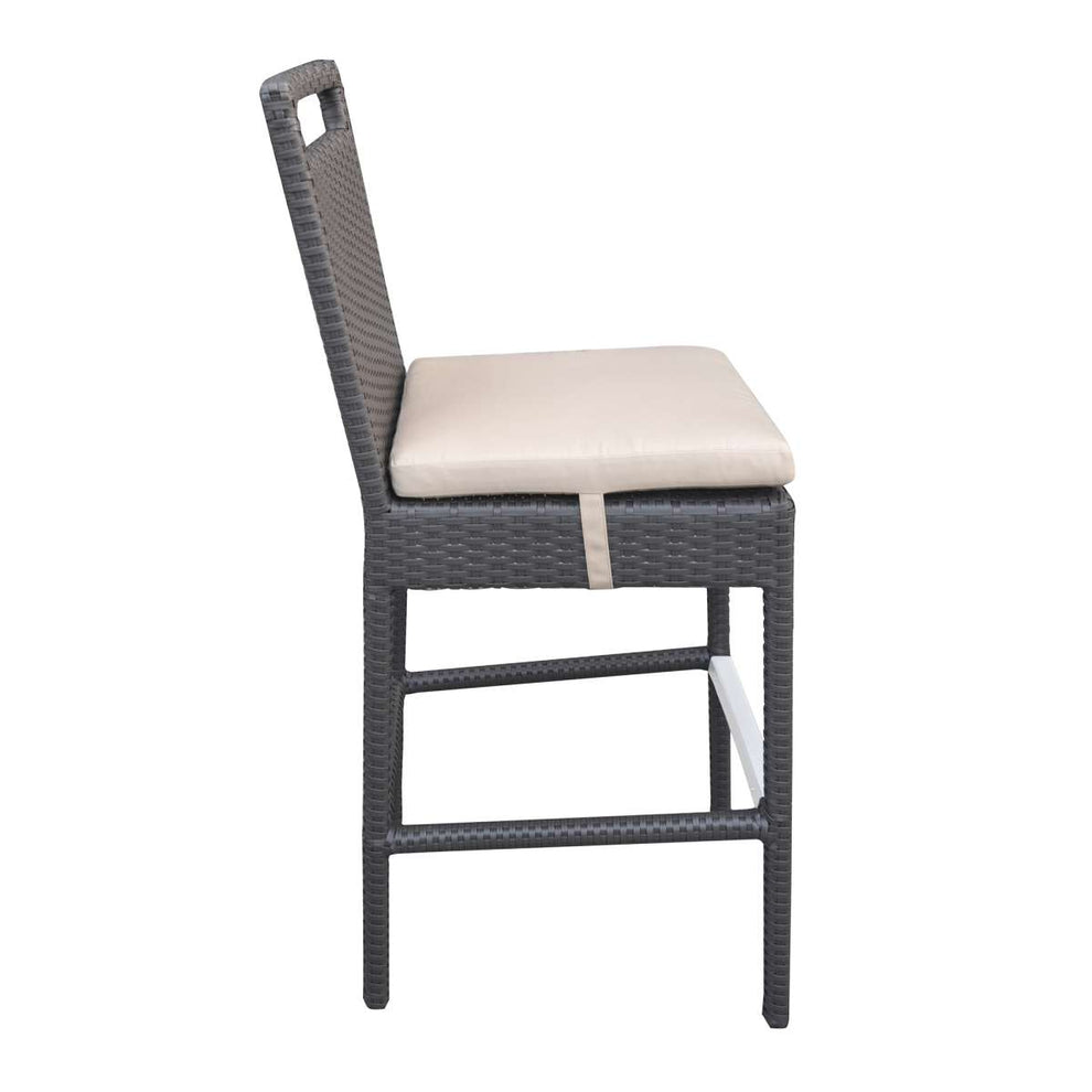 Tropez Outdoor Patio Wicker Barstool with Water Resistant Beige Fabric Cushions By Armen Living | Bar Stools |  Modishstore  - 7