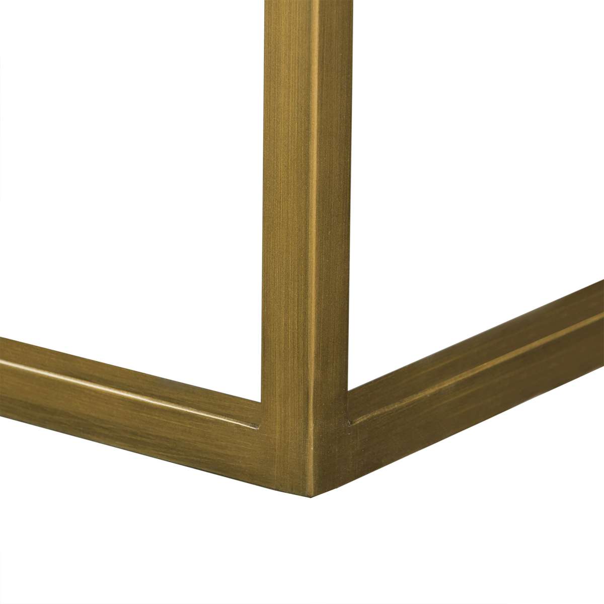 Faye Rustic Brown Wood Coffee Table with Shelf and Antique Brass Metal Base By Armen Living | Coffee Tables | Modishstore - 5