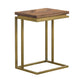 Faye Rustic Brown Wood C-Shape End table with Antique Brass Base By Armen Living | End Tables | Modishstore - 2
