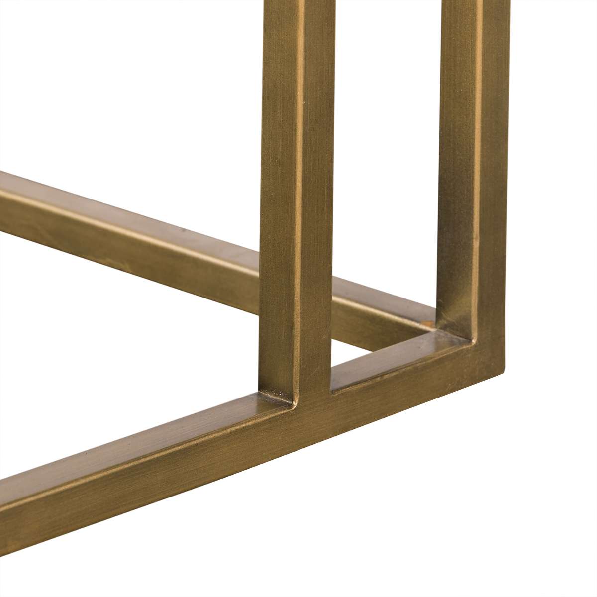 Faye Rustic Brown Wood C-Shape End table with Antique Brass Base By Armen Living | End Tables | Modishstore - 6