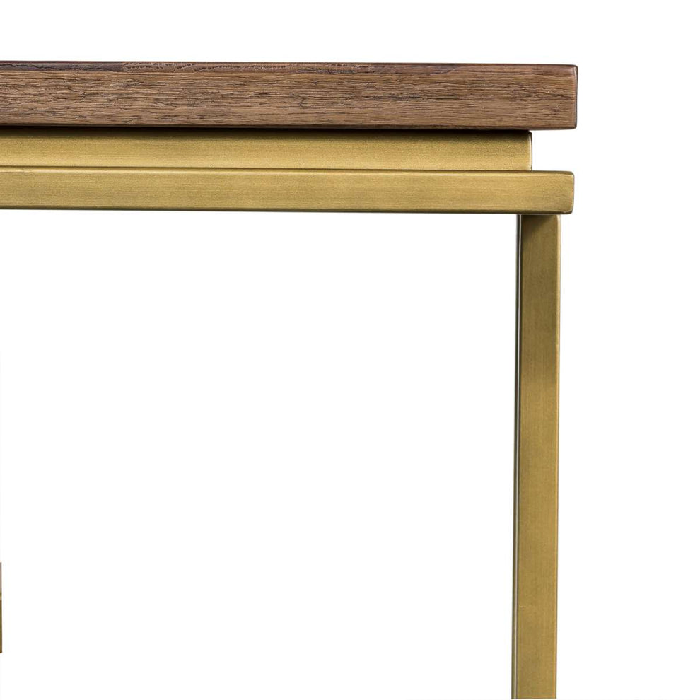 Faye Rustic Brown Wood C-Shape End table with Antique Brass Base By Armen Living | End Tables | Modishstore - 7