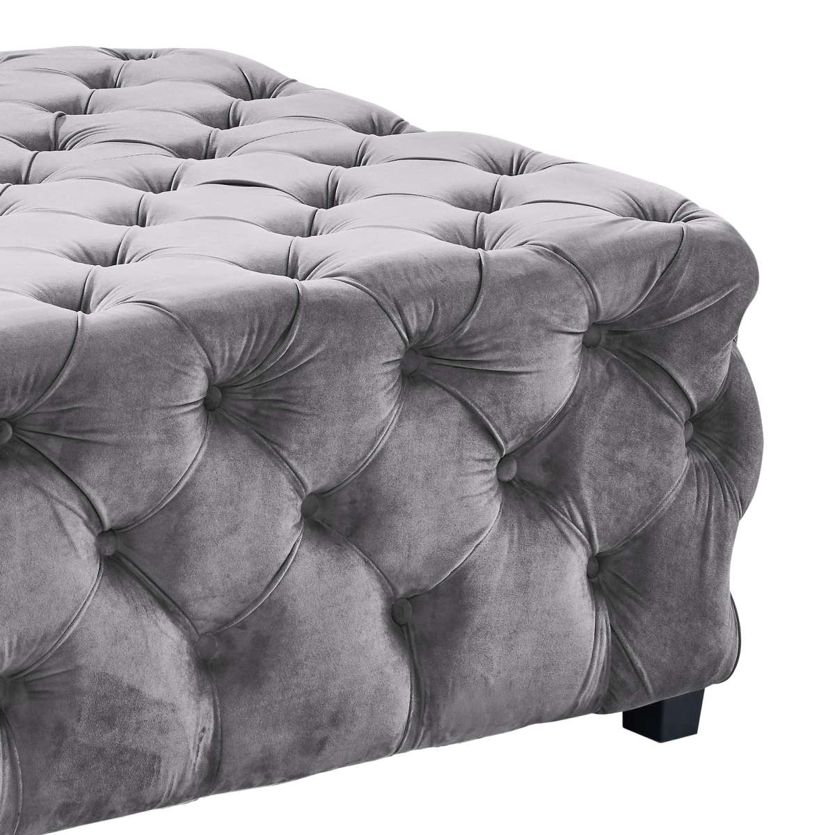Taurus Contemporary Ottoman in Gray Velvet with Wood Legs By Armen Living | Ottomans | Modishstore - 3