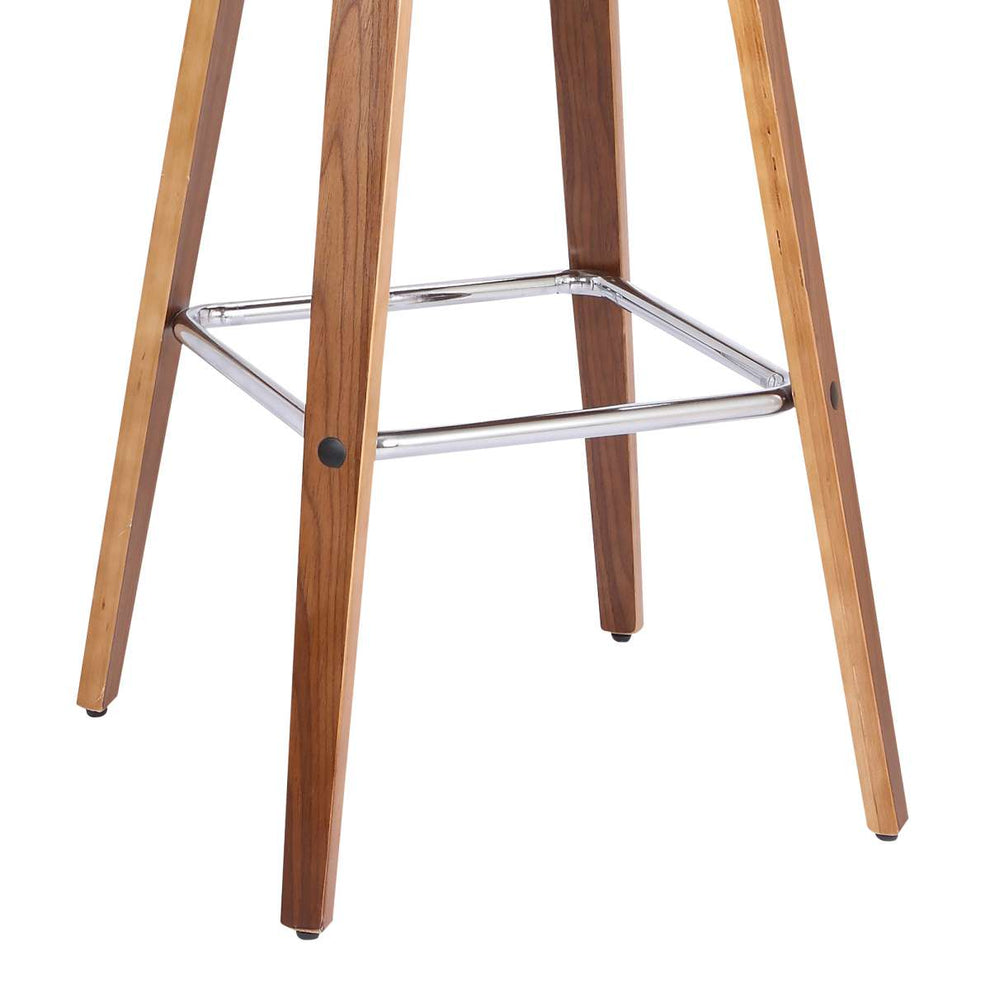 Tyler 30" Bar Height Swivel Brown Faux Leather and Walnut Wood Bar Stool By Armen Living | Bar Stools | Modishstore - 7