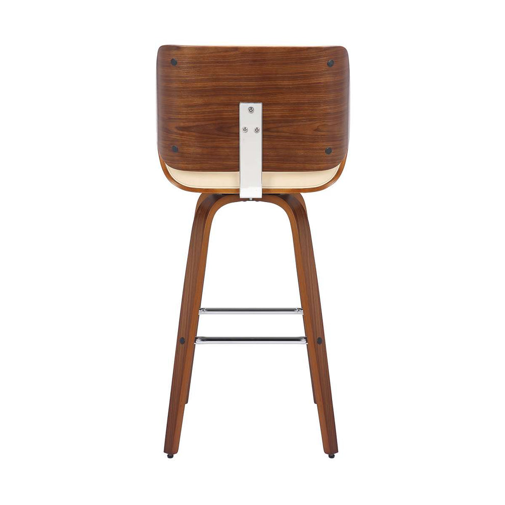 Tyler 30" Bar Height Swivel Cream Faux Leather and Walnut Wood Bar Stool By Armen Living | Bar Stools | Modishstore - 4