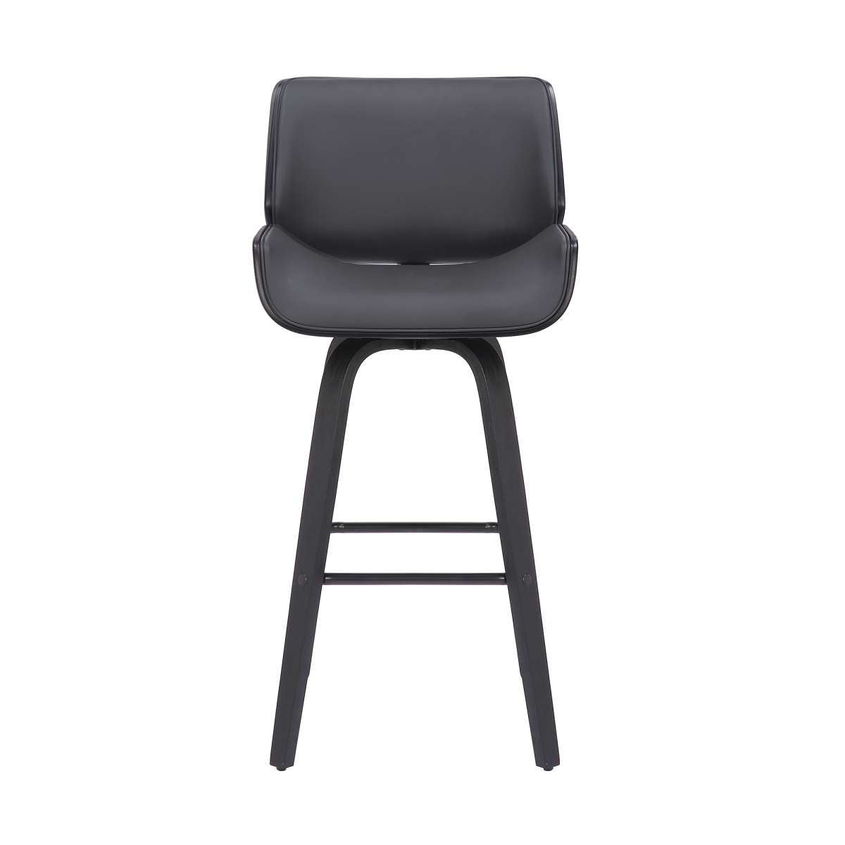 Tyler 26" Counter Height Swivel Grey Faux Leather and Black Wood Bar Stool By Armen Living | Bar Stools | Modishstore - 3