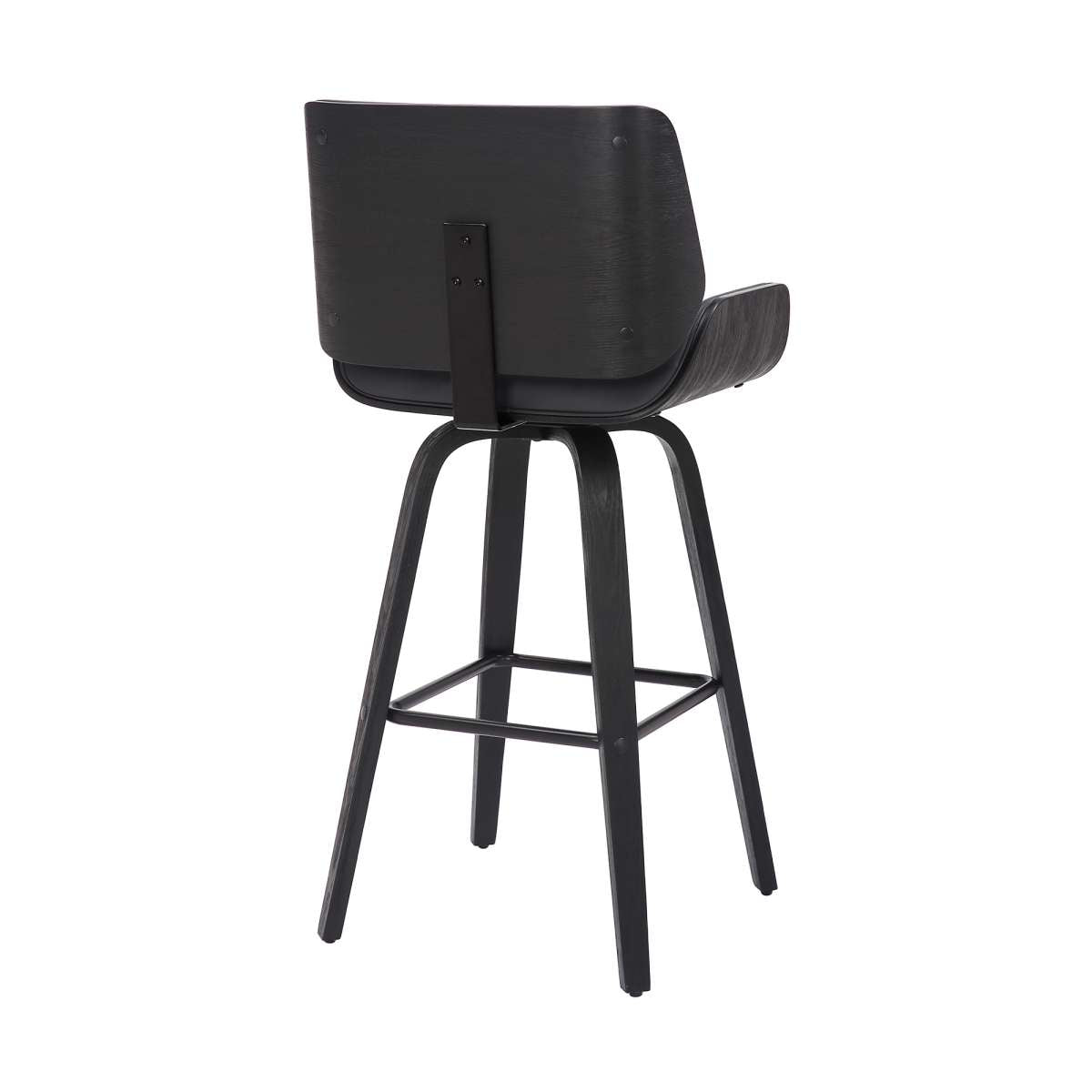 Tyler 26" Counter Height Swivel Grey Faux Leather and Black Wood Bar Stool By Armen Living | Bar Stools | Modishstore - 4