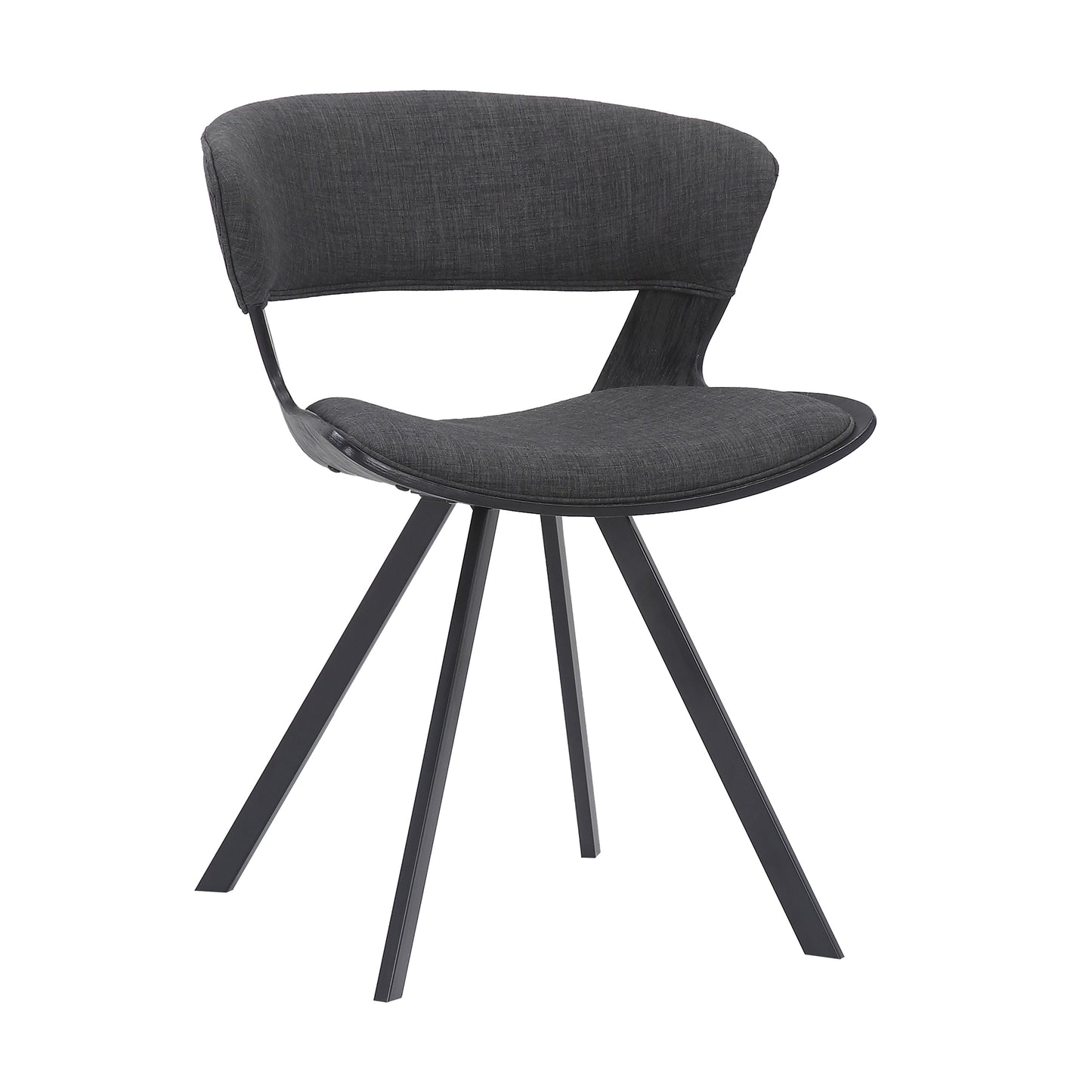 Ulric Black Wood and Metal Modern Dining Room Accent Chair in Charcoal Grey By Armen Living | Dining Chairs | Modishstore - 2