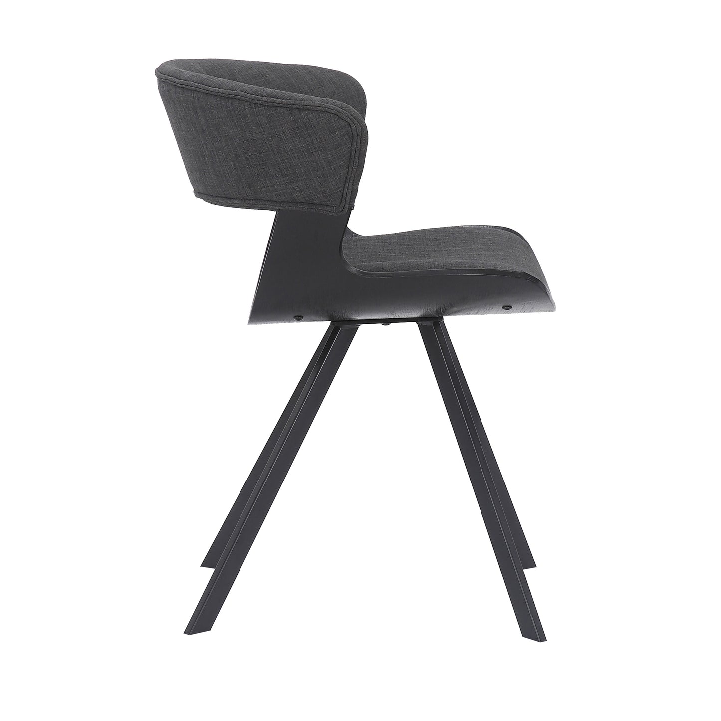 Ulric Black Wood and Metal Modern Dining Room Accent Chair in Charcoal Grey By Armen Living | Dining Chairs | Modishstore - 4