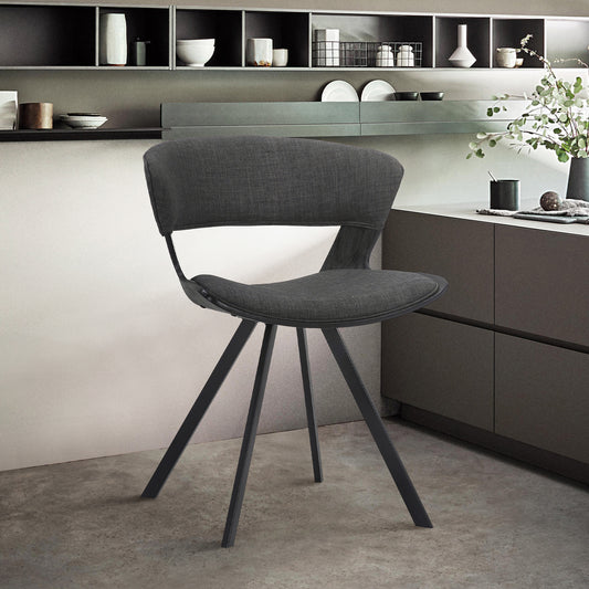 Ulric Black Wood and Metal Modern Dining Room Accent Chair in Charcoal Grey By Armen Living | Dining Chairs | Modishstore