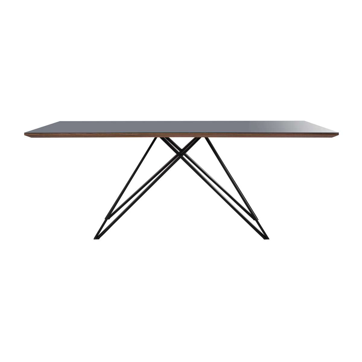 Urbino Mid-Century Dining Table in Matte Black Finish with Walnut and Dark Gray Glass Top By Armen Living | Dining Tables | Modishstore - 3