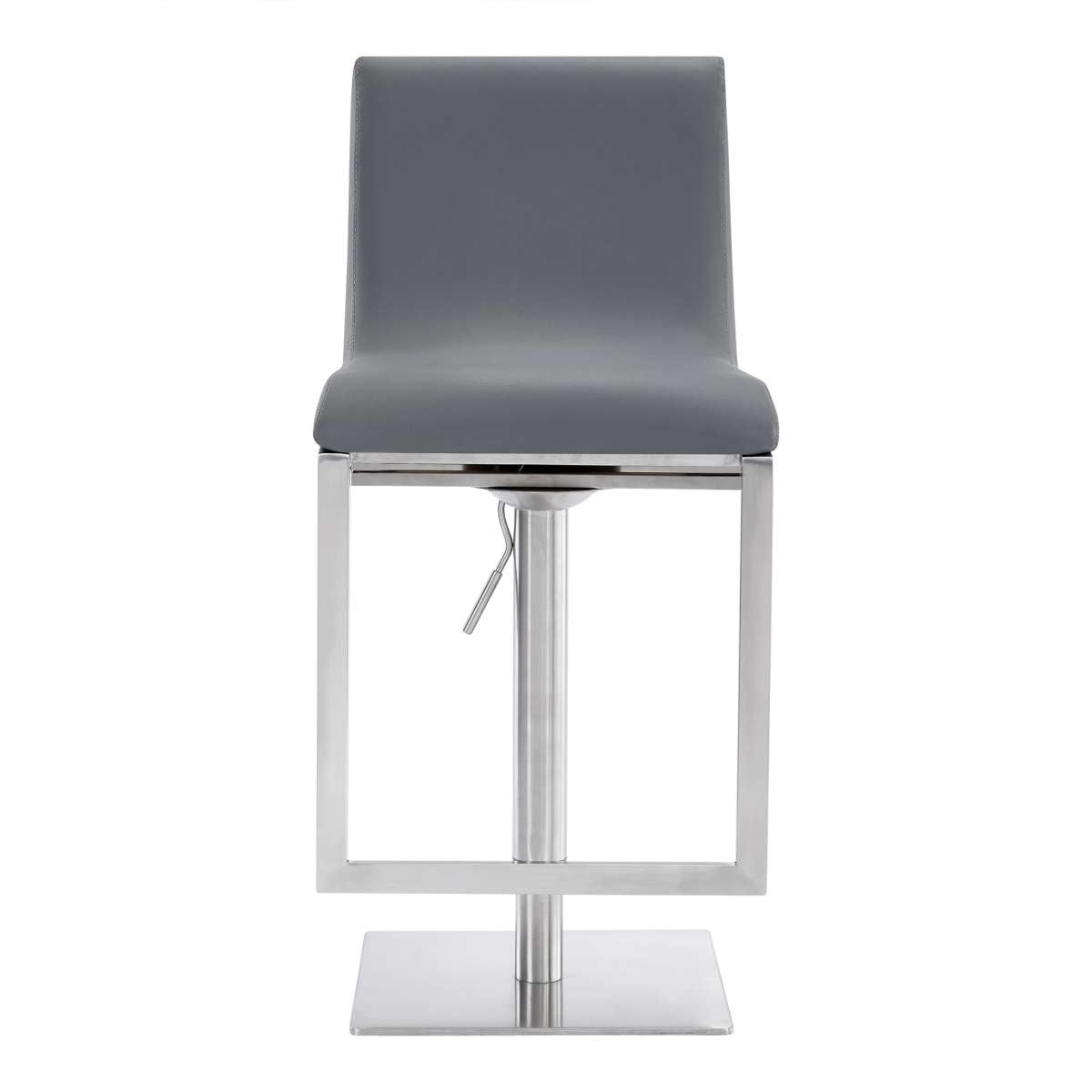Victory Contemporary Swivel Barstool in Brushed Stainless Steel and Gray Faux Leather By Armen Living | Bar Stools | Modishstore - 3