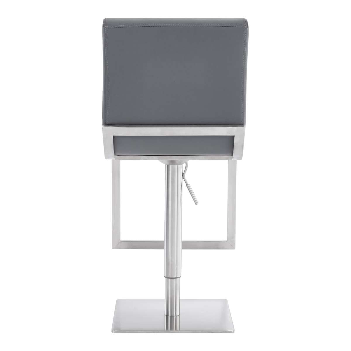 Victory Contemporary Swivel Barstool in Brushed Stainless Steel and Gray Faux Leather By Armen Living | Bar Stools | Modishstore - 4