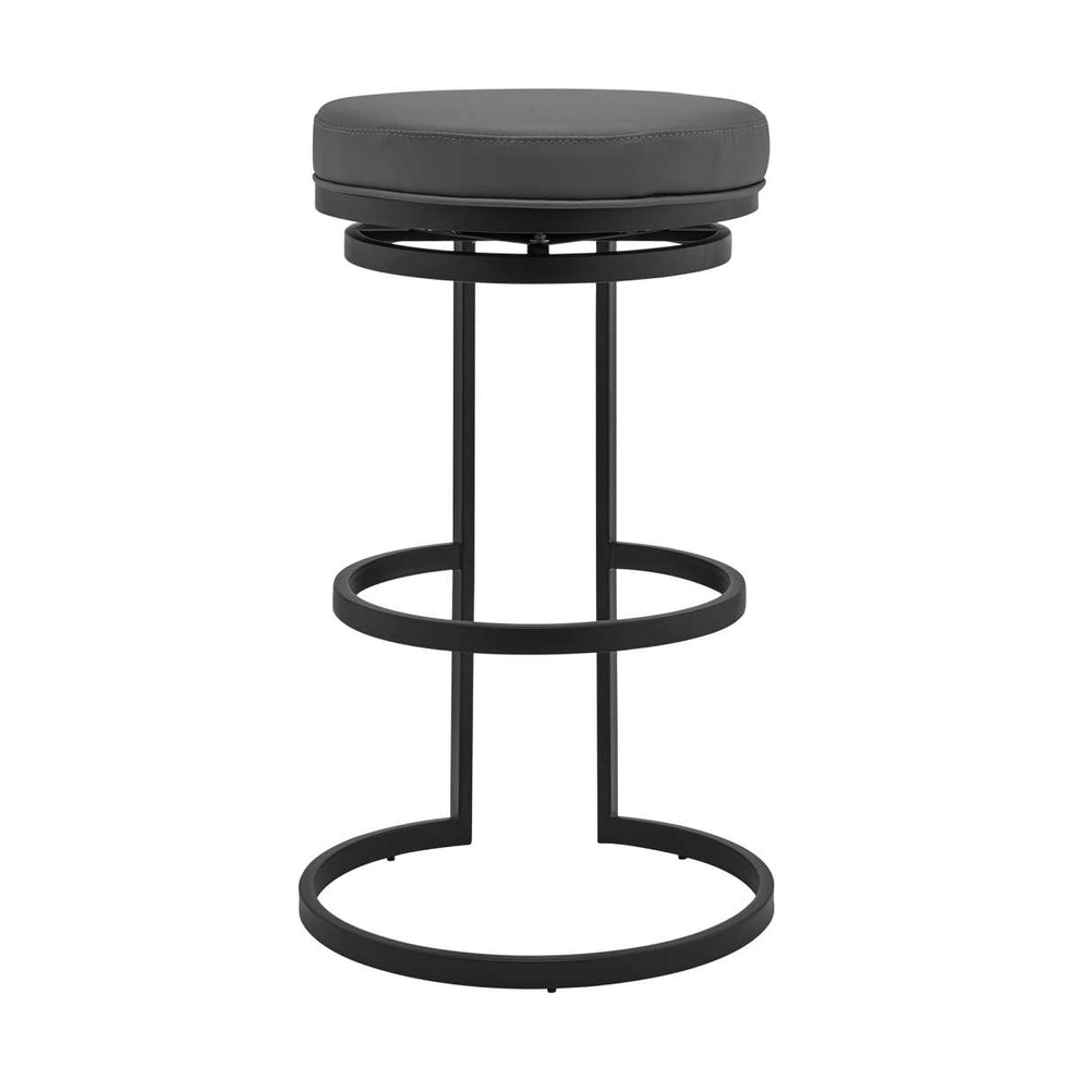 Vander 30" Gray Faux Leather and Black Metal Swivel Bar Stool By Armen Living | Bar Stools |  Modishstore  - 5
