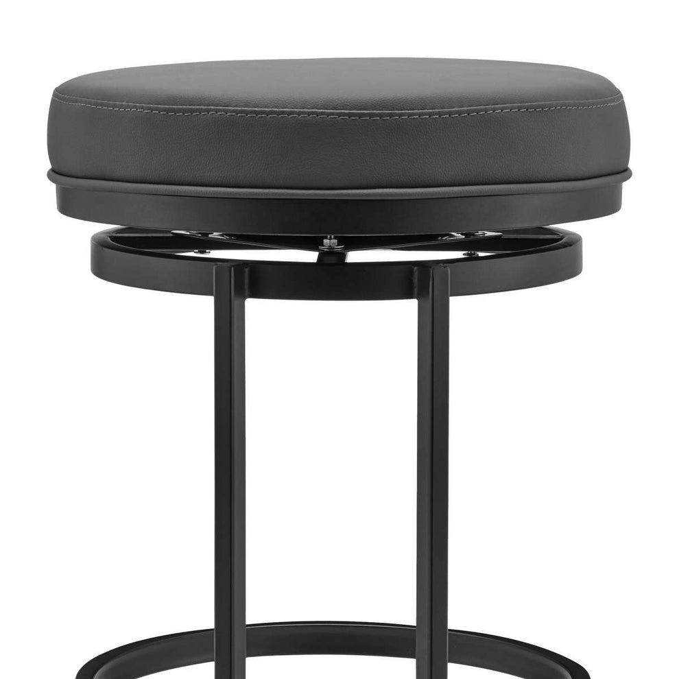 Vander 30" Gray Faux Leather and Black Metal Swivel Bar Stool By Armen Living | Bar Stools |  Modishstore  - 7