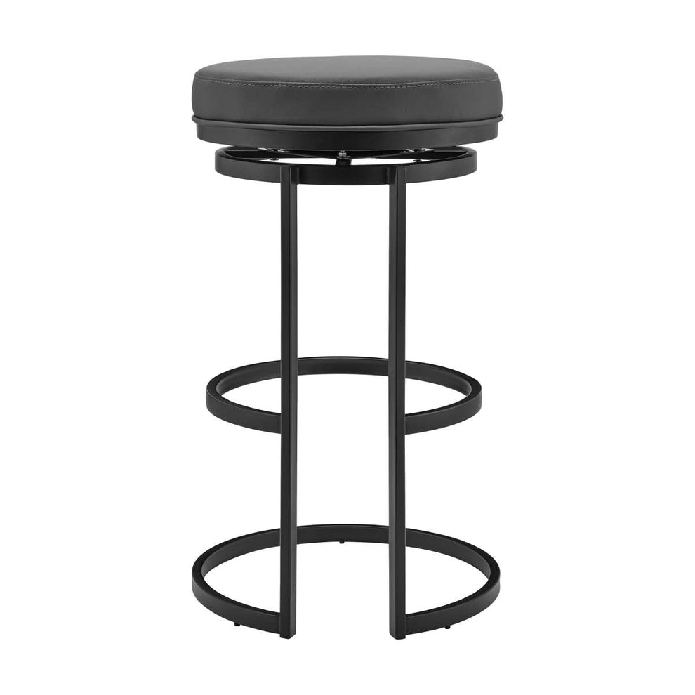 Vander 30" Gray Faux Leather and Black Metal Swivel Bar Stool By Armen Living | Bar Stools |  Modishstore  - 4