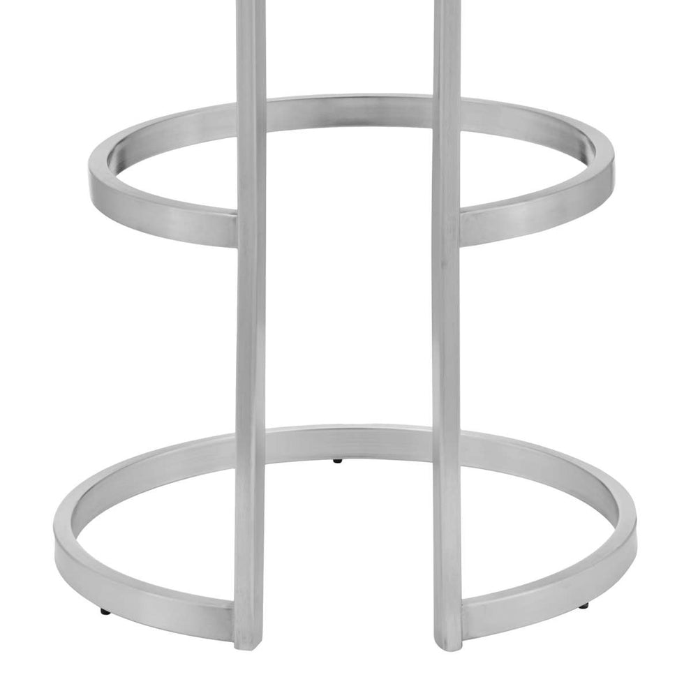 Vander 30" Gray Faux Leather and Brushed Stainless Steel Swivel Bar Stool By Armen Living | Bar Stools |  Modishstore  - 5