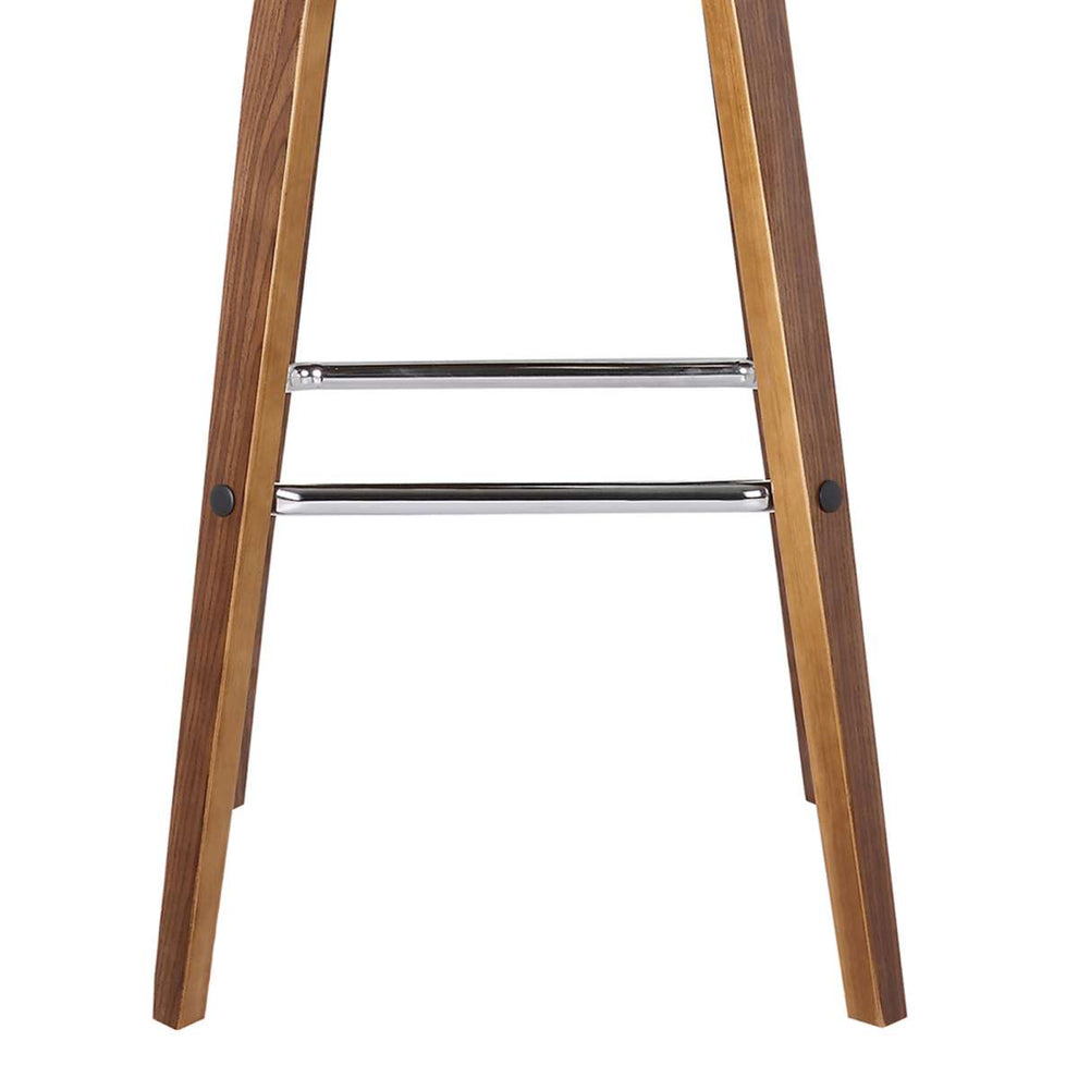 Vienna 26" Counter Height Swivel Brown Faux Leather and Walnut Wood Bar Stool By Armen Living | Bar Stools | Modishstore - 5